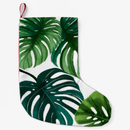 Monstera Blätter Wasserfarbe Kleiner Weihnachtsstrumpf