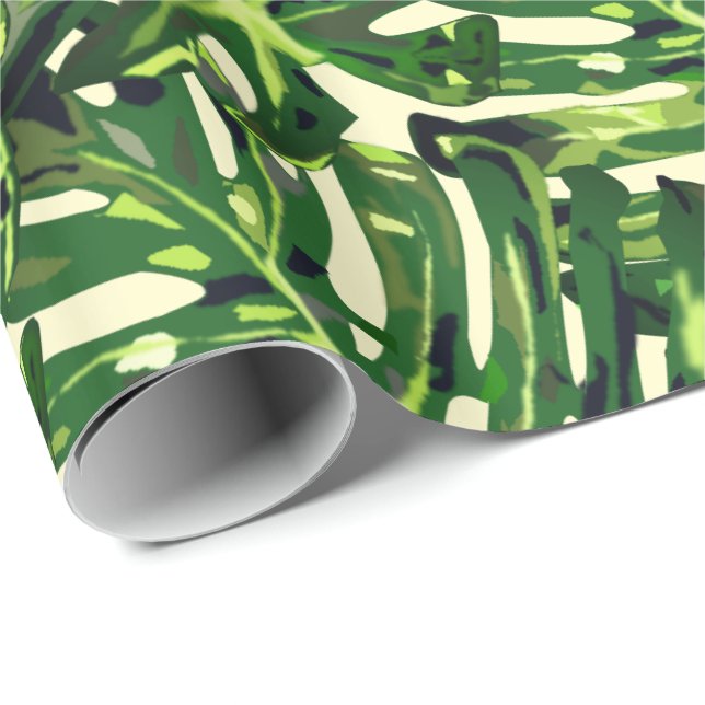 Monstera Blätter Wrapping Paper Geschenkpapier (Rolleneckpunkt)