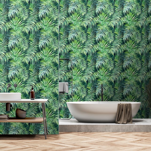 Monstera Blattverlage Muster tropische Dschungelwa Tapete (Badezimmer)