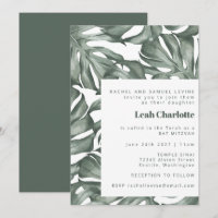 Monstera Botanical Watercolor Green Bat Mitzvah