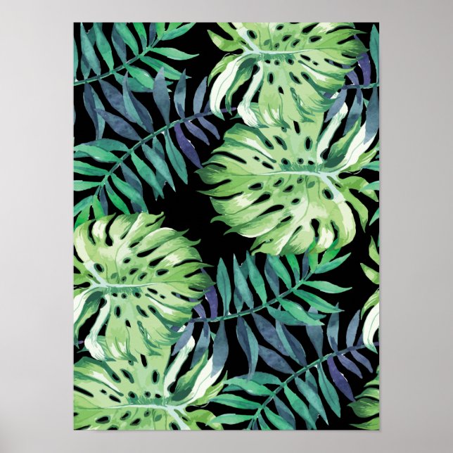 Monstera Deliciosa Hawaiian Island Tropics Blätter Poster (Vorne)