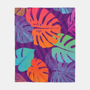 Monstera Deliciosa: Tropical Line Art. Fleecedecke