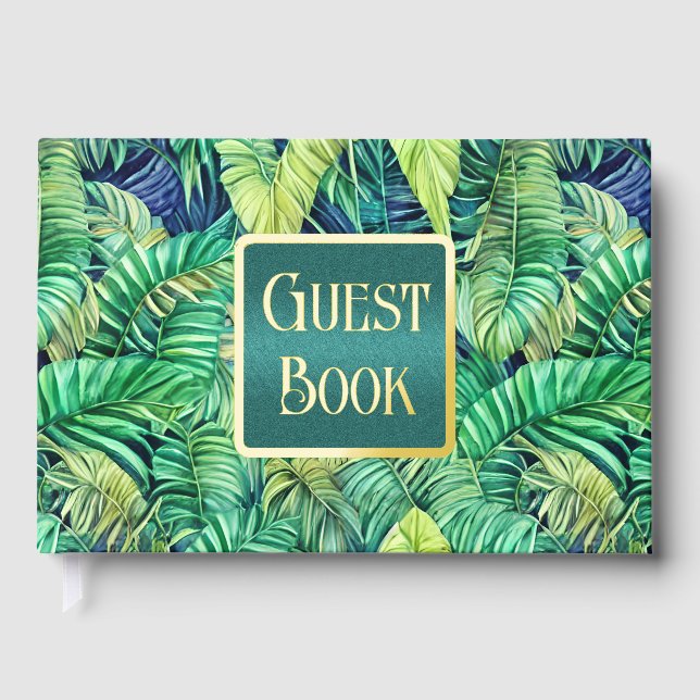 Monstera Dschungelblatt tropische Vegetation reale Gästebuch (Vorderseite)