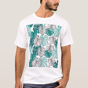 Monstera Duo Tone: Minimale Tropen T-Shirt