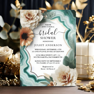 Monstera Emerald Green und Gold Brautparty Einladung