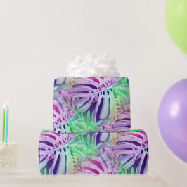 Monstera Farbenfrohe tropische Blätter Geschenkpapier