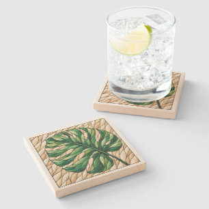 Monstera-Fenster Steinuntersetzer