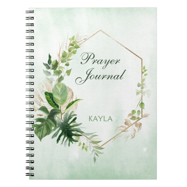Monstera Feuille Gold Frame Nom Prayer Journal (Devant)