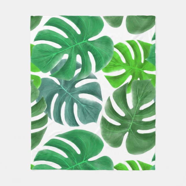 Monstera Fleecedecke (Vorderseite)