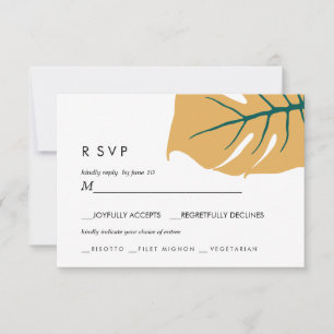 Monstera   Gelb    Hochzeits-Antwort Essen Wahl RSVP Karte