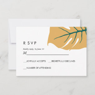 Monstera   Gelb    Hochzeitsantwort RSVP Karte
