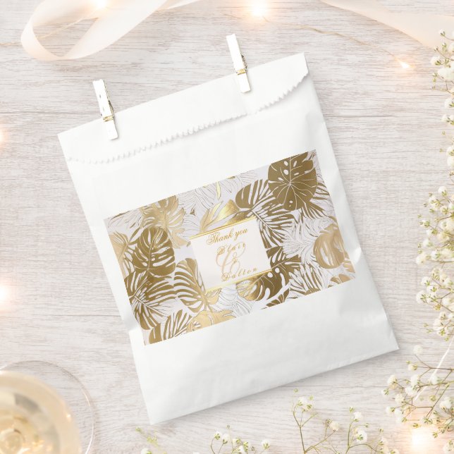 Monstera Gilded Gold Wedding Geschenktütchen (Ausgeschnitten)