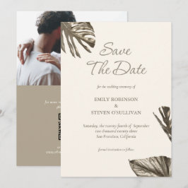 Monstera Gold Champagne Foto Wedding Save The Date