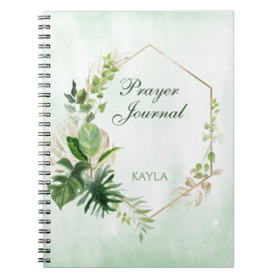 Monstera  Gold Frame Name Prayer Journal Notizblock