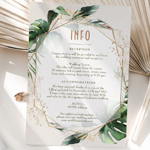 Monstera Gold Hochzeit Einsatz INFO und Details In Einladung