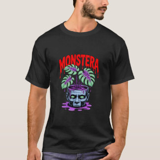 Monstera Gothic Skull Planter Creepy Houseplant T-Shirt