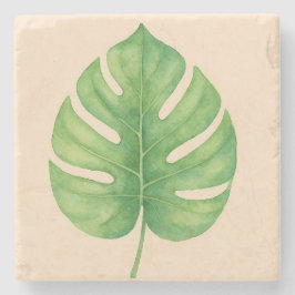 Monstera Green Leaf Design.  Steinuntersetzer