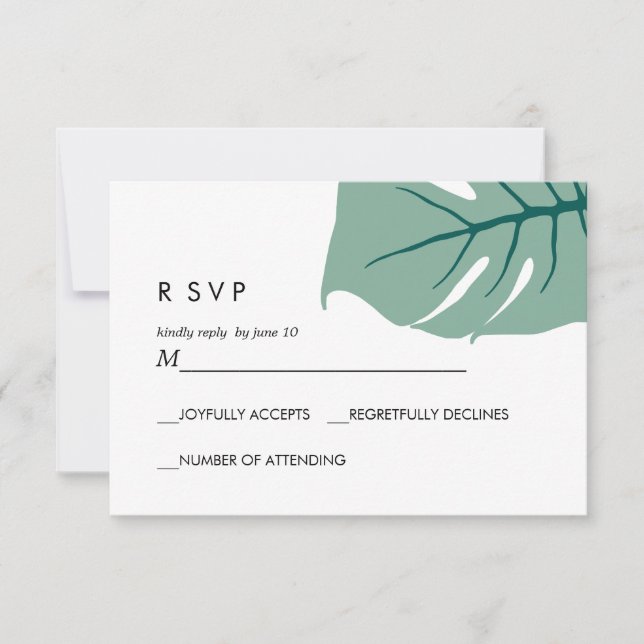 Monstera | Grün | Hochzeitsreaktion UAWG RSVP Karte (Vorderseite)