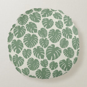 Monstera - grün rundes kissen