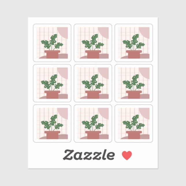 Monstera House Pflanze Frames Bohemisch Sticker (Blatt)