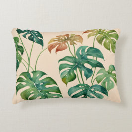 Monstera Houseplant Boho Wasserfarbe Kunst Dekokissen
