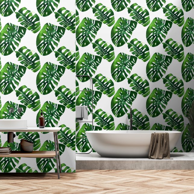 Monstera immergrünes Dschungel, tropische Blätter Tapete (Badezimmer)