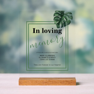 Monstera in liebevoller Erinnerung Hochzeitsakryll Acrylschild