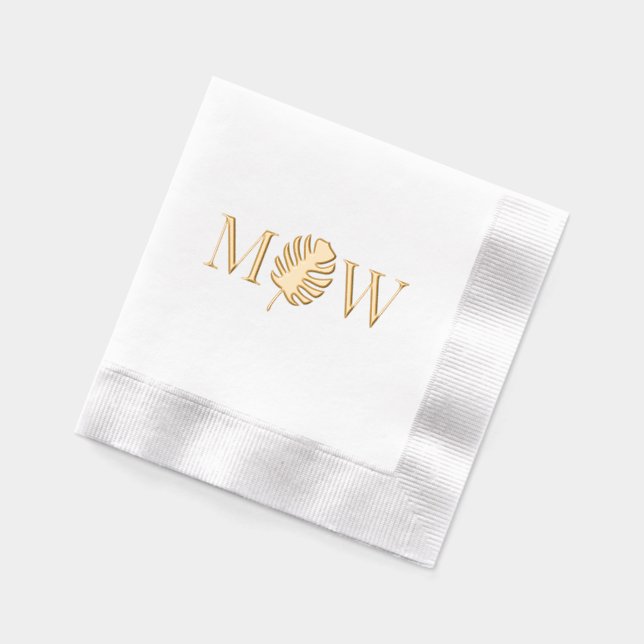 Monstera Leaf 2 Initial Wedding Couple Monogram Servietten Mit Folie (Links)