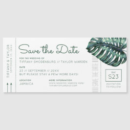 Monstera Leaf Boarding Pass Magnet Save the Date