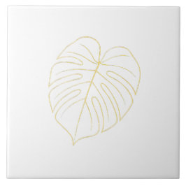 Monstera Leaf Gold Design.  Fliese