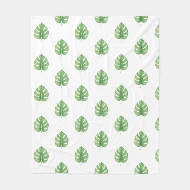 Monstera Leaf Green Design.  Fleecedecke (Vorderseite)