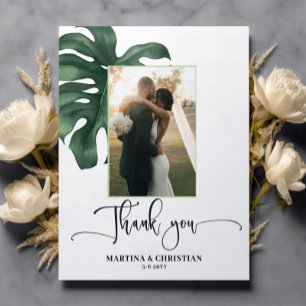 Monstera Leaf Hochzeit Vielen Dank Flat Card