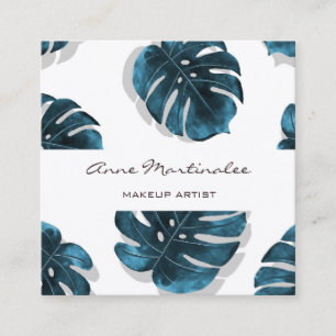 Monstera Leaf Makeup Artist Square Business Card Quadratische Visitenkarte