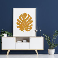 Monstera Leaf Natur Zeichnend in Senf Yellow