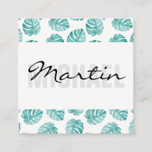 Monstera Leaf Pattern Quadratische Visitenkarte