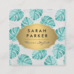 Monstera Leaf Pattern Quadratische Visitenkarte