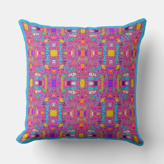 Monstera Leaf Pink Pop Kunst HandGezeichnet Design Kissen (Vorderseite)