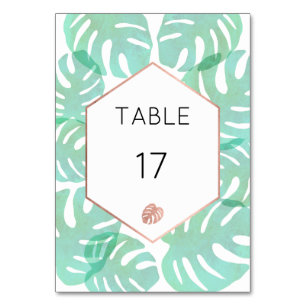 Monstera Leaf & Rose Gold Tischnummer