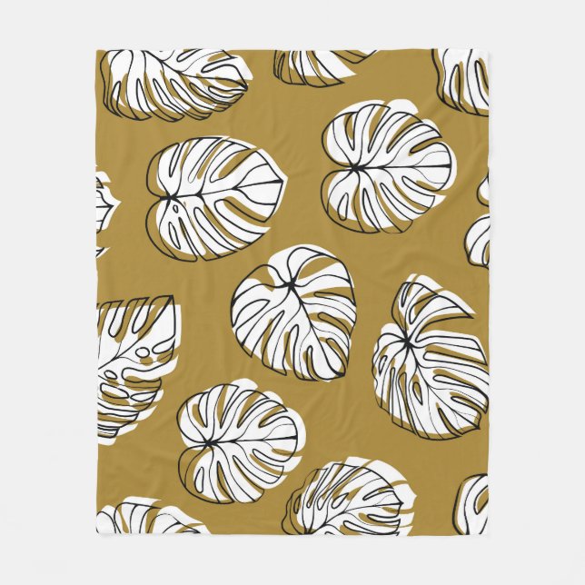 Monstera Leaf, Textil Nahtlos Muster. Fleecedecke (Vorderseite)