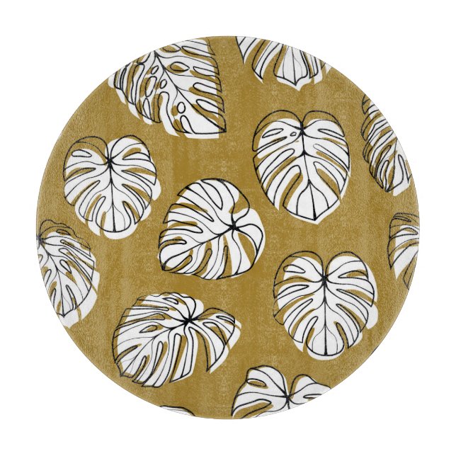 Monstera Leaf, Textil Nahtlos Muster. Schneidebrett (Vorderseite)