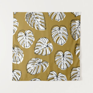 Monstera Leaf, Textil Nahtlos Muster. Wandteppich