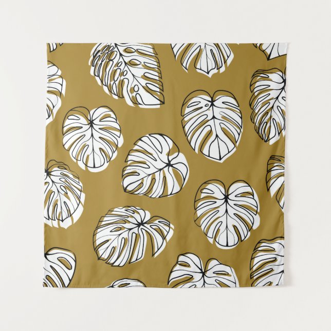 Monstera Leaf, Textil Nahtlos Muster. Wandteppich (Vorderseite)