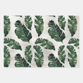 Monstera Leaf Tropical Palm Wrapping Paper Sheets Geschenkpapier Set