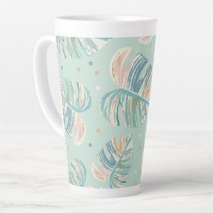 Monstera Leaf - Türkis, Grün, Korallen, Senf Milchtasse