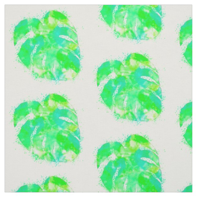 Monstera Leaf Wasserfarbe Wiederholungsmuster Stoff (Muster)