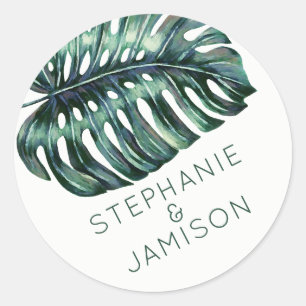 Monstera Leaf Wedding Favoriser Étiquette
