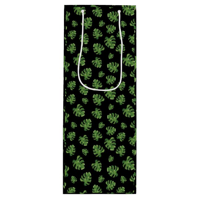 Monstera Leaf Wine Gift Bag Geschenktüte Für Weinflaschen (Vorderseite)