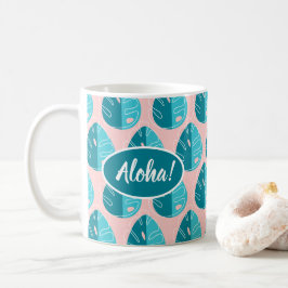 Monstera Leaves - Blue and Pink Kaffeetasse