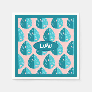 Monstera Leaves - Blue and Pink Serviette