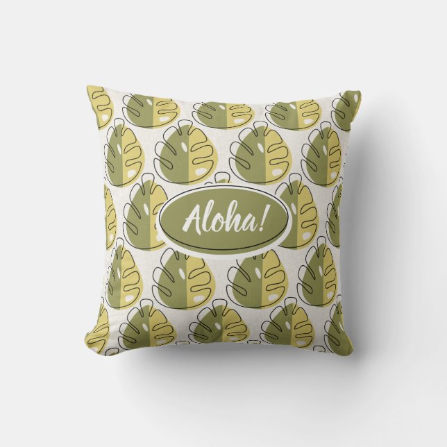 Monstera Leaves - Green Kissen (Vorderseite)
